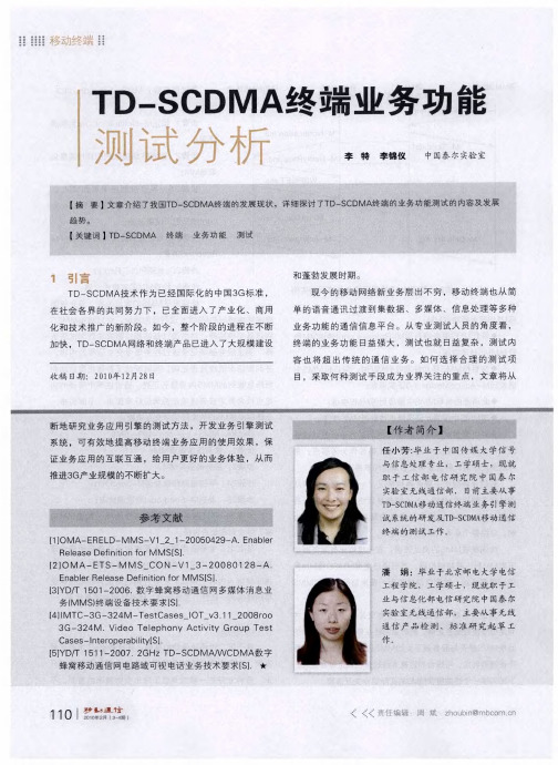 TD—SCDMA终端业务功能测试分析