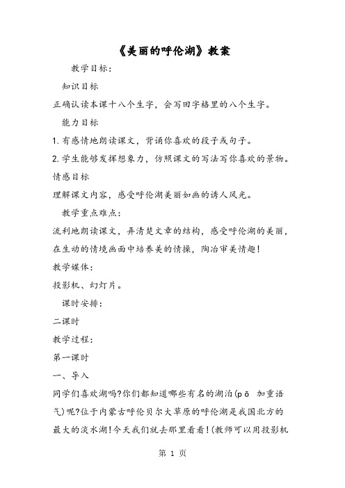 《美丽的呼伦湖》教案-word文档