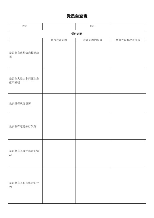 党员问题自查表61266