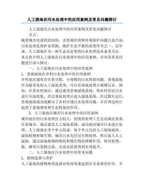 人工湿地在污水处理中的应用案例及常见问题探讨