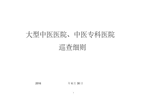大型中医医院、中医专科医院巡查细则