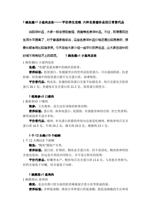 1碗鱼翅=1小盘肉皮冻--------平价养生攻略 六种名贵滋补品的日常替代品