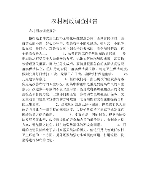 农村厕改调查报告