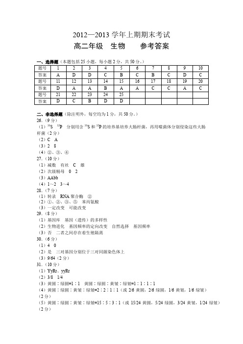 2012—2013学年上期期末考试