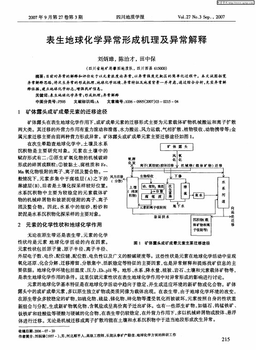 表生地球化学异常形成机理及异常解释