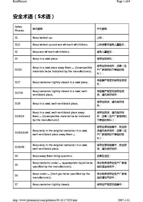 安全术语(S术语)