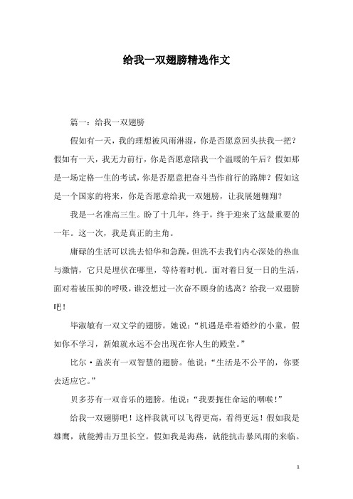 给我一双翅膀精选作文
