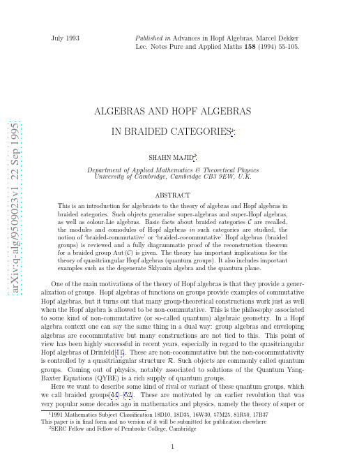 Algebras and Hopf Algebras in Braided Categories