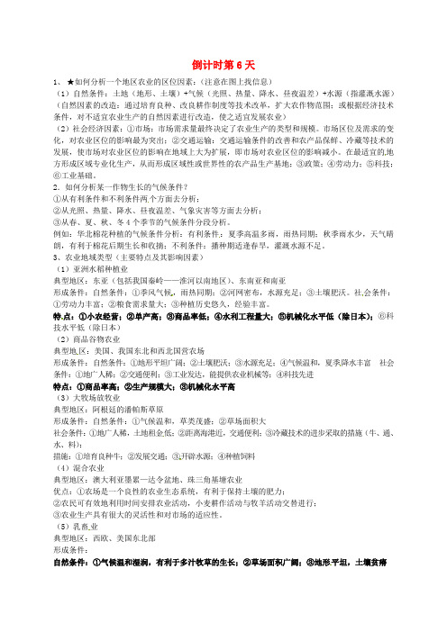 江苏省赣榆县智贤中学高考地理前15天基础知识强化记忆(6)