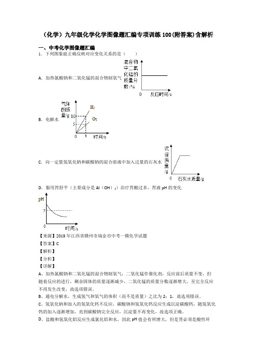 (化学)九年级化学化学图像题汇编专项训练100(附答案)含解析