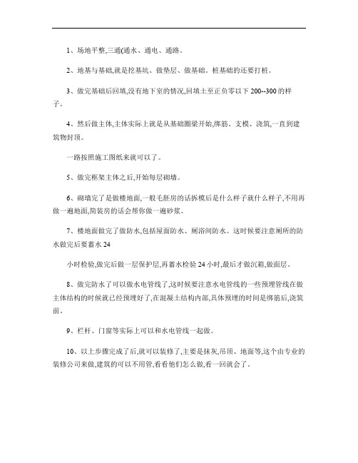房建工程全套施工工序解析
