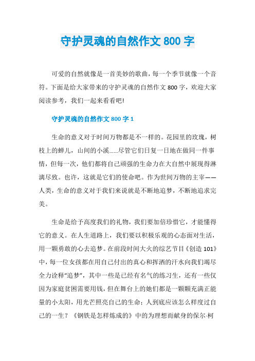 守护灵魂的自然作文800字