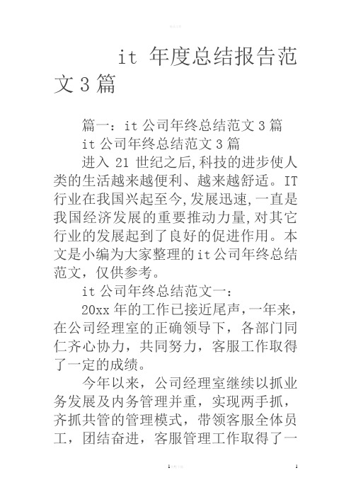 it年度总结报告范文3篇