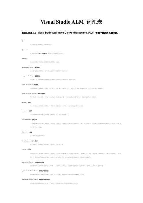 Visual Studio ALM 词汇表