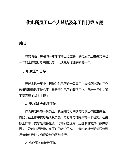 供电所员工年个人总结及年工作打算5篇