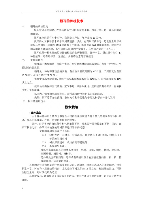 银耳的种植技术