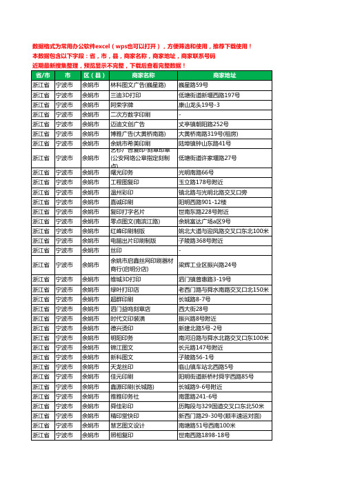 2020新版浙江省宁波市余姚市图文工商企业公司商家名录名单黄页联系电话号码地址大全99家