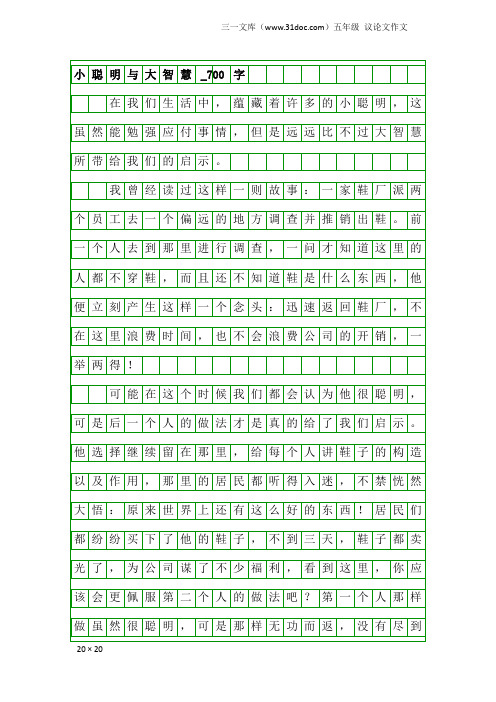 五年级议论文作文：小聪明与大智慧_700字