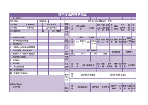 项目支出预算情况表excel模板