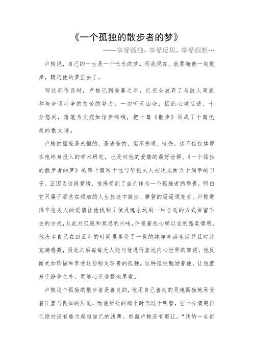 《一个孤独的散步者的梦》读后感