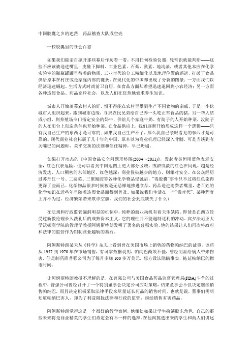 中国胶囊之乡的迷茫：药品稽查大队成空壳