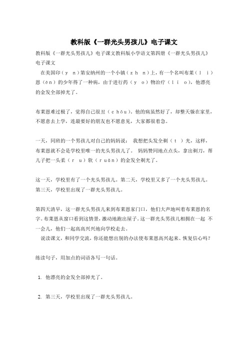 教科版《一群光头男孩儿》电子课文