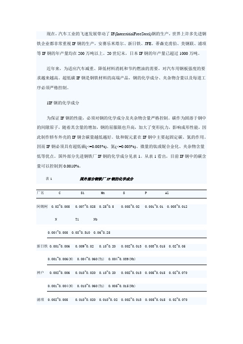 国外超低碳IF钢炼钢工艺及生产