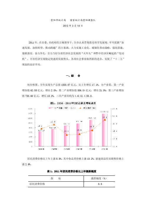 2011贵阳统计公报