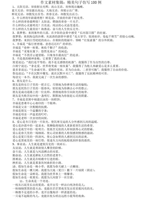 精美句子仿写100例