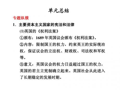 第3单元 近代西方资本主义政体的建立 单元总结