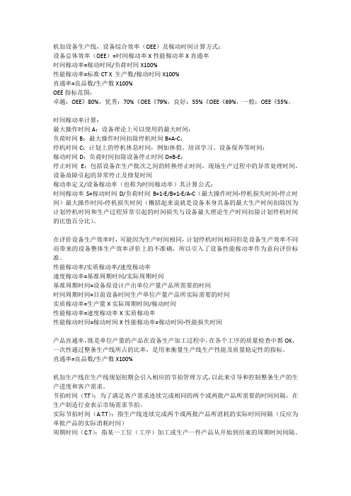 机加线稼动率及OEE