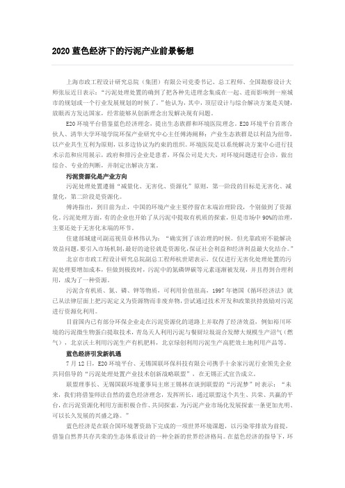 2020蓝色经济下的污泥产业前景畅想