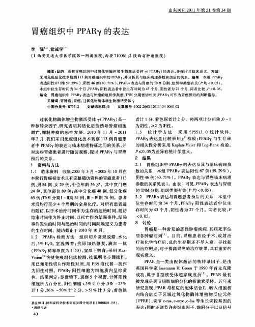 胃癌组织中PPARγ的表达