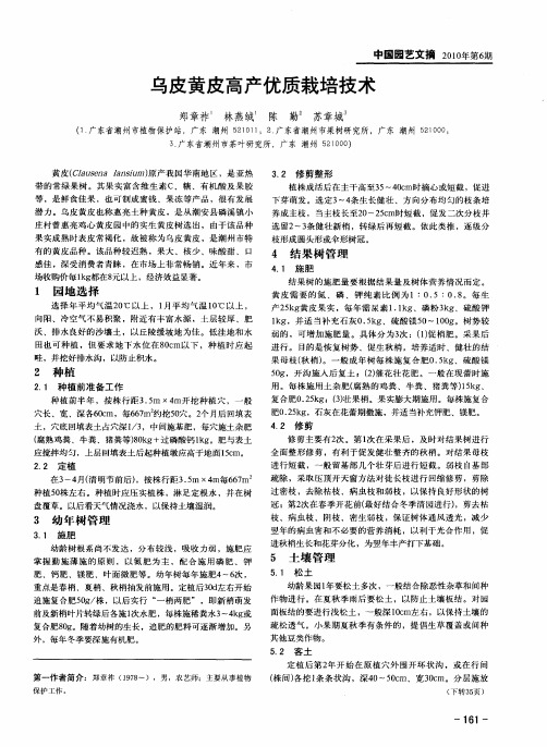 乌皮黄皮高产优质栽培技术
