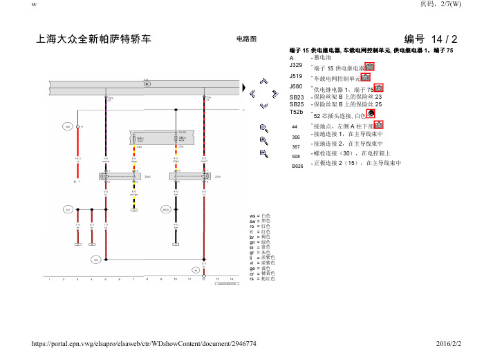 上汽大众帕萨特GP返修电路图-带手动调节的空调器