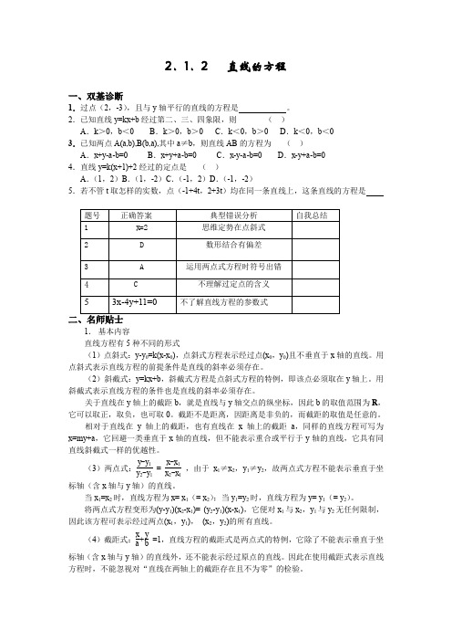 【2020苏教版】江苏省西亭高级中学2019-2020学年度高二数学教案必修二2.1.2直线的方程