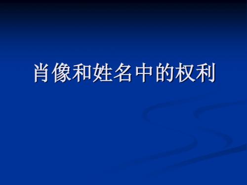 肖像和姓名中的权利ppt