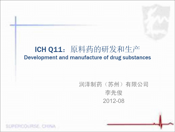 原料药研发与注册技术指导 ICH Q11