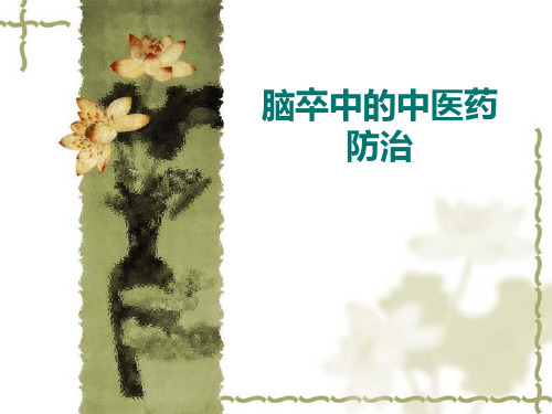 脑卒中的中医药防治课件