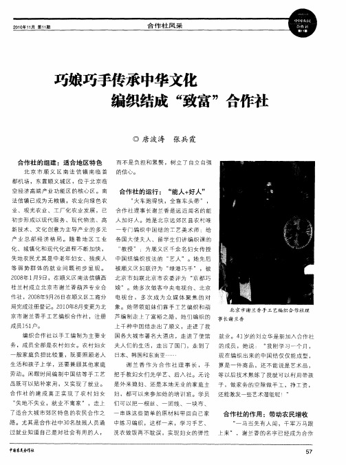 巧娘巧手传承中华文化编织结成“致富”合作社