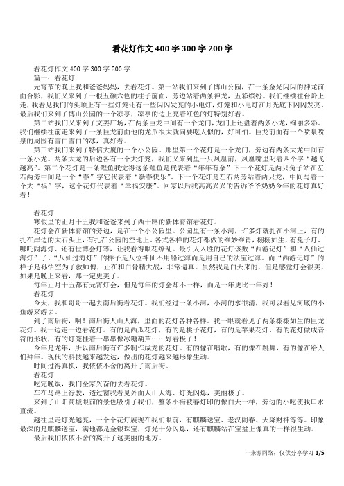 看花灯作文400字300字200字