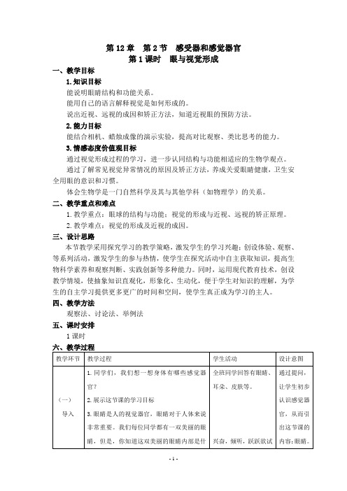 眼与视觉形成教学设计及反思.doc