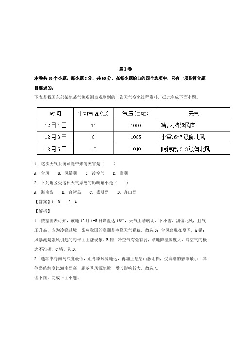 2017-2018学年高一地理下学期期中联考试题(含解析)