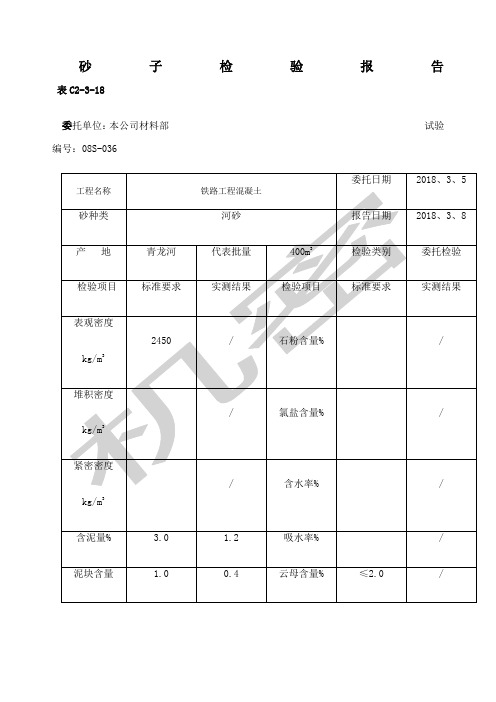砂子检验报告