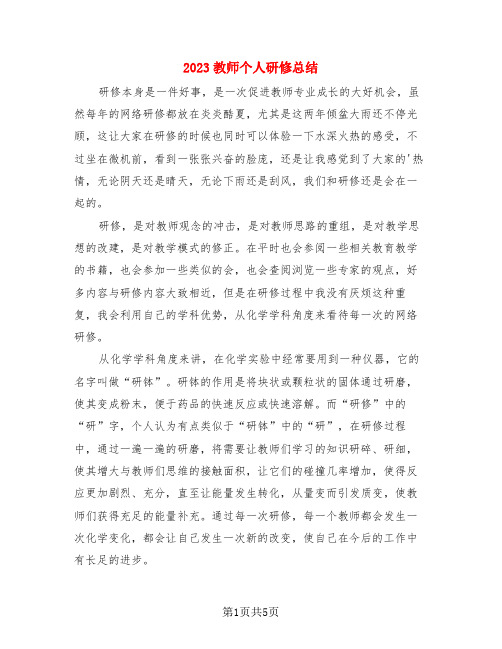 2023教师个人研修总结(3篇)