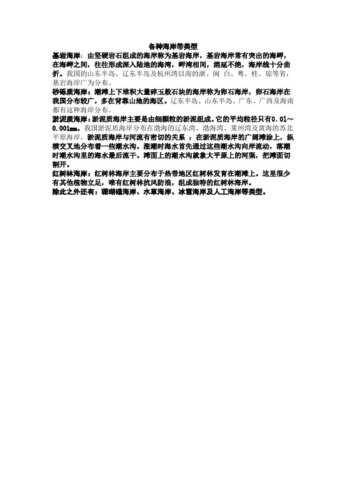 各种海岸带类型