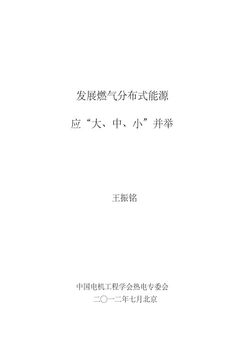 发展燃气分布式能源应大中小并举