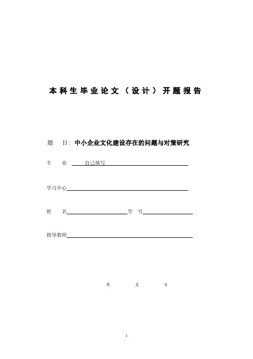《中小企业文化建设存在的问题与对策研究》开题报告