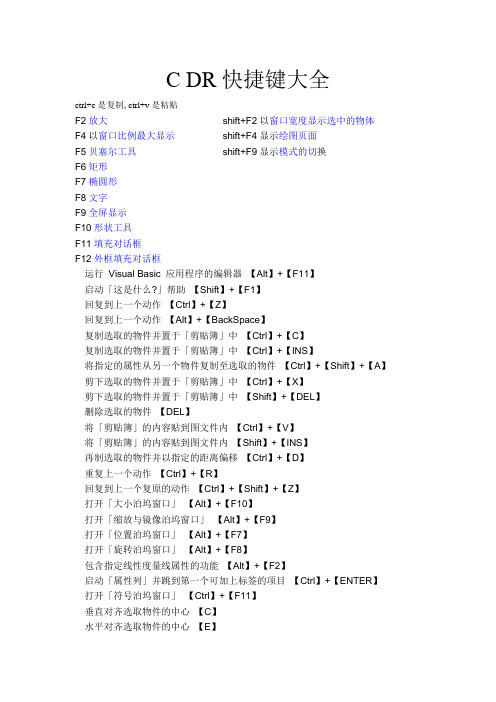 C_DR快捷键大全