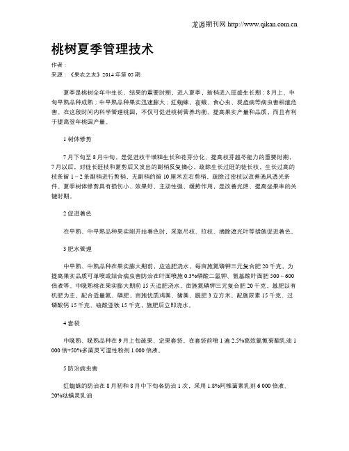 桃树夏季管理技术